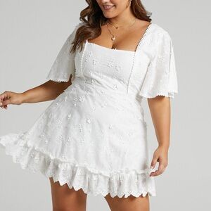 White Floral Embroidered Dress